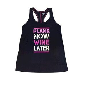 Black Tank Top with Pink and White Text